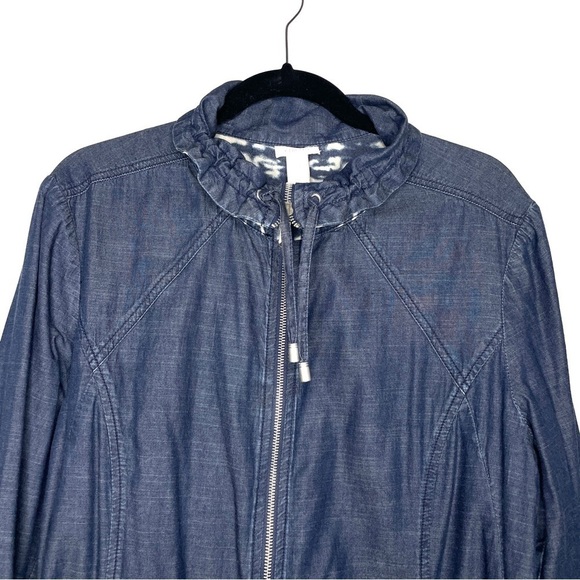 Chico’s Blue Chambray Zip Up Reversible Jacket Size 3 - Picture 5 of 11